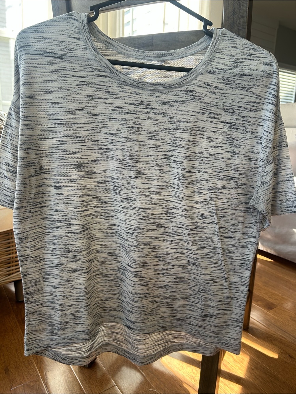 lululemon athletica Women's Short-Sleeve Heathered Crew - gray, black and white